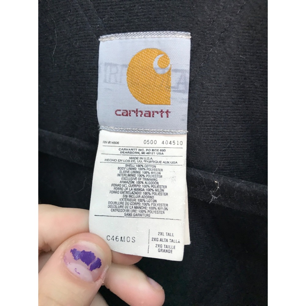 Vtg Carhartt Mens Green Canvas Work Jacket 2XLT 100% Cotton C46MOS Zip Front W - Picture 4 of 6